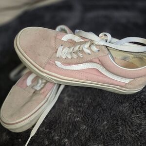 Vans Pink & White Low Top Skate Sneakers